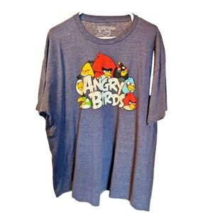 Angry Birds Phone App Smart Phone Video Game Gray T-Shirt Tee Shirt 2XL